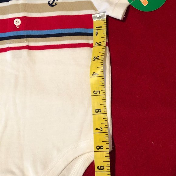Circo Boys Bodysuit Short Sleeves Multi-colored Stripes 3 Button Front 9 M - Picture 8 of 9